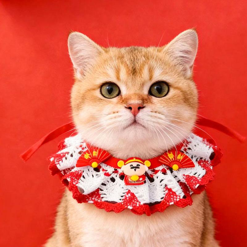 Red New Year Spring Festival pet saliva towel new festive dog scarf bib ornament cat scarf collar