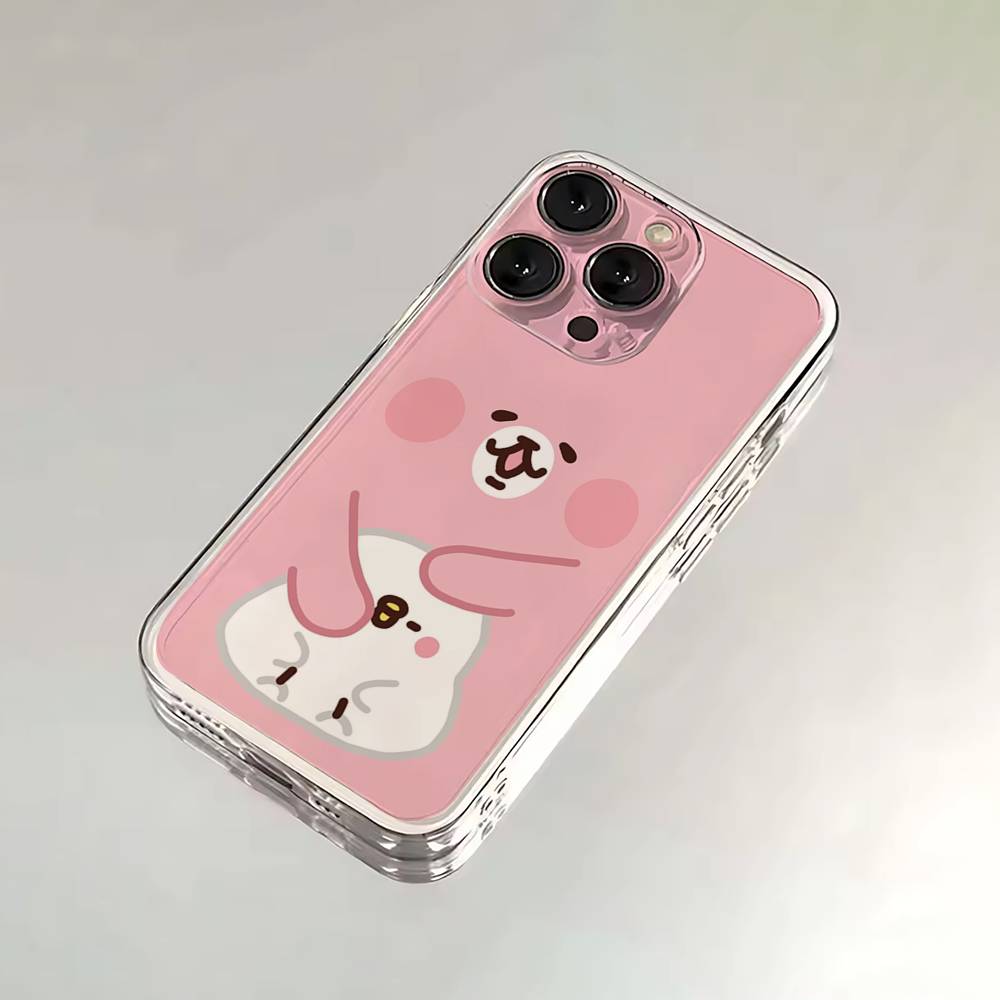 K-Kanahei Pink Bunny Phone Case For iPhone 16,15,14,13,12,11,17 Pro,Max,Plus,X,XS,XR,SE,Mini Transparent Soft Cover