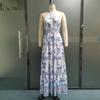 Women Maxi Dresses Summer Fashion Vintage Printed Backless Halterneck Tie Up Cutout Party Beach Long Skirt Dresses