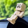 Shaking Feet Wooden Doll Shaking Wooden Man Figurine with Clip Cute Wood Man for Car Office Desktop Decorative Ornaments