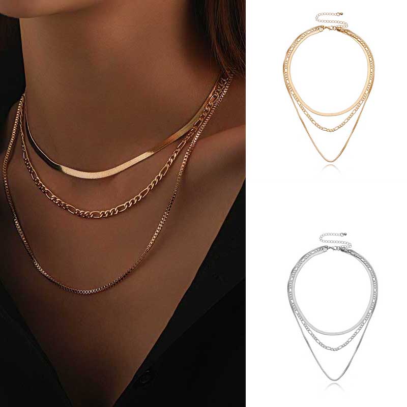 Модные сувениры Beanty Популярные сувениры для путешествий Панк Короткое ожерелье Подарки Золото/Серебро Хип-Хоп Многослойное ожерелье Сплав