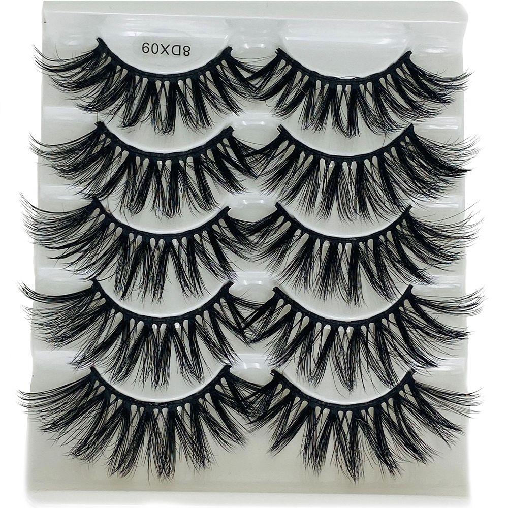 Beauty Dramatic Criss-cross 8D Mink Hair Thick Long False Eyelashes Wispies Fluffies