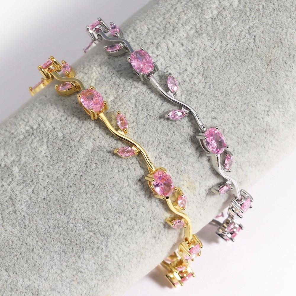 Sparkling Stones Rhinestone Bracelet Colorful Crystal Leaf Vine Bracelet  Wedding Jewelry