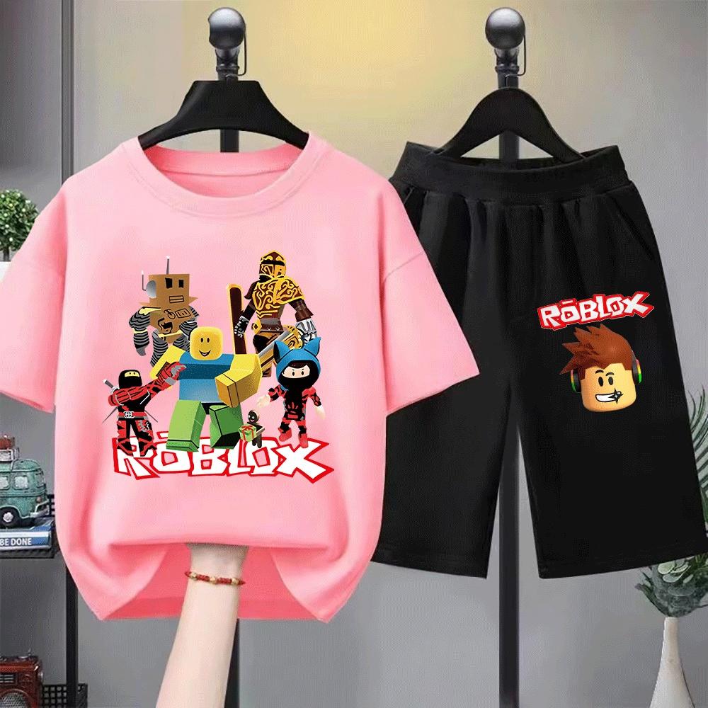 ROBLOX Character Print Kids T-Shirt Set Cute and Stylish Cartoon Design for Boys and Girls Fashionable and Comfortable Childrens