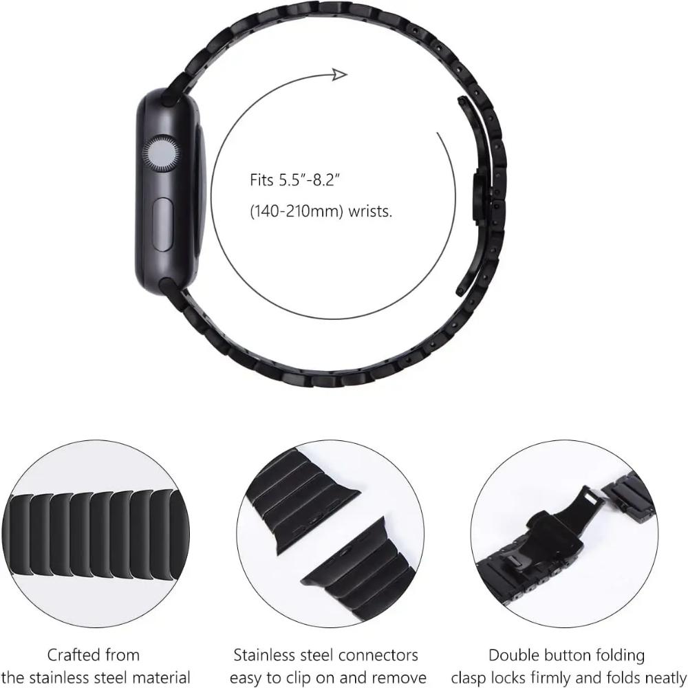 Ремешок из нержавеющей стали титанового цвета для Apple Watch Series 10 46 мм, роскошный браслет Band Link IWatch Ultra2 49 мм 45 мм 44 мм 42 мм 9 8 7 6 SE 5