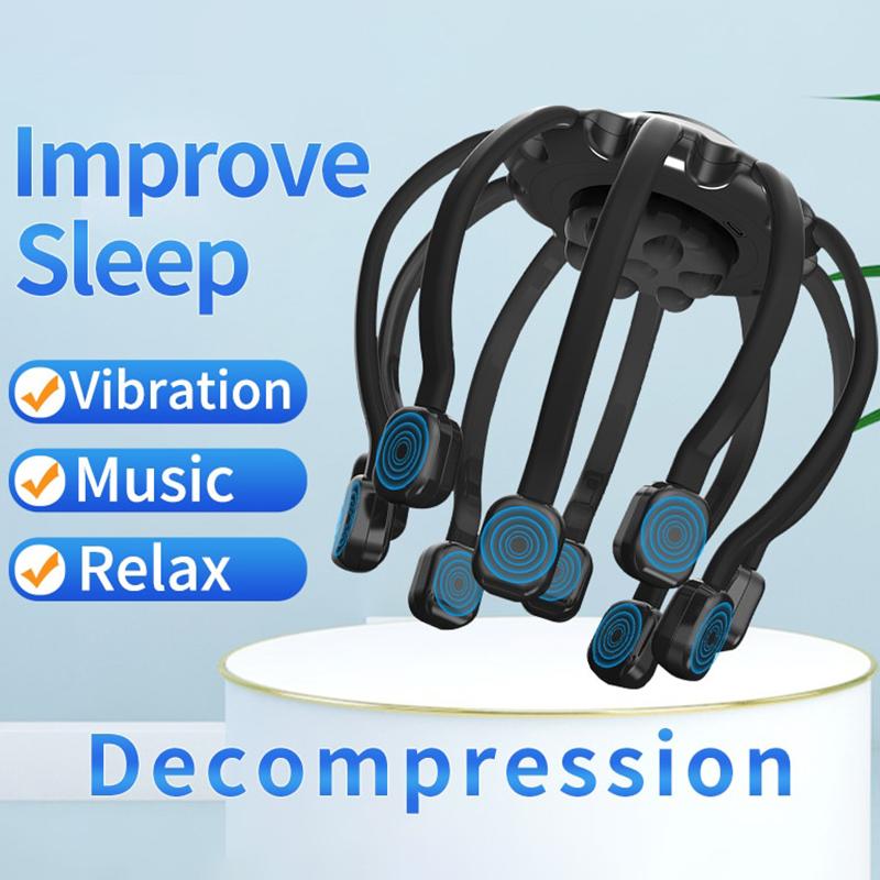 Электрический массажер для головы, скребок для головы, Bluetooth, музыкальная вибрация, массаж головы осьминога для расслабления и снятия стресса, лучший сон