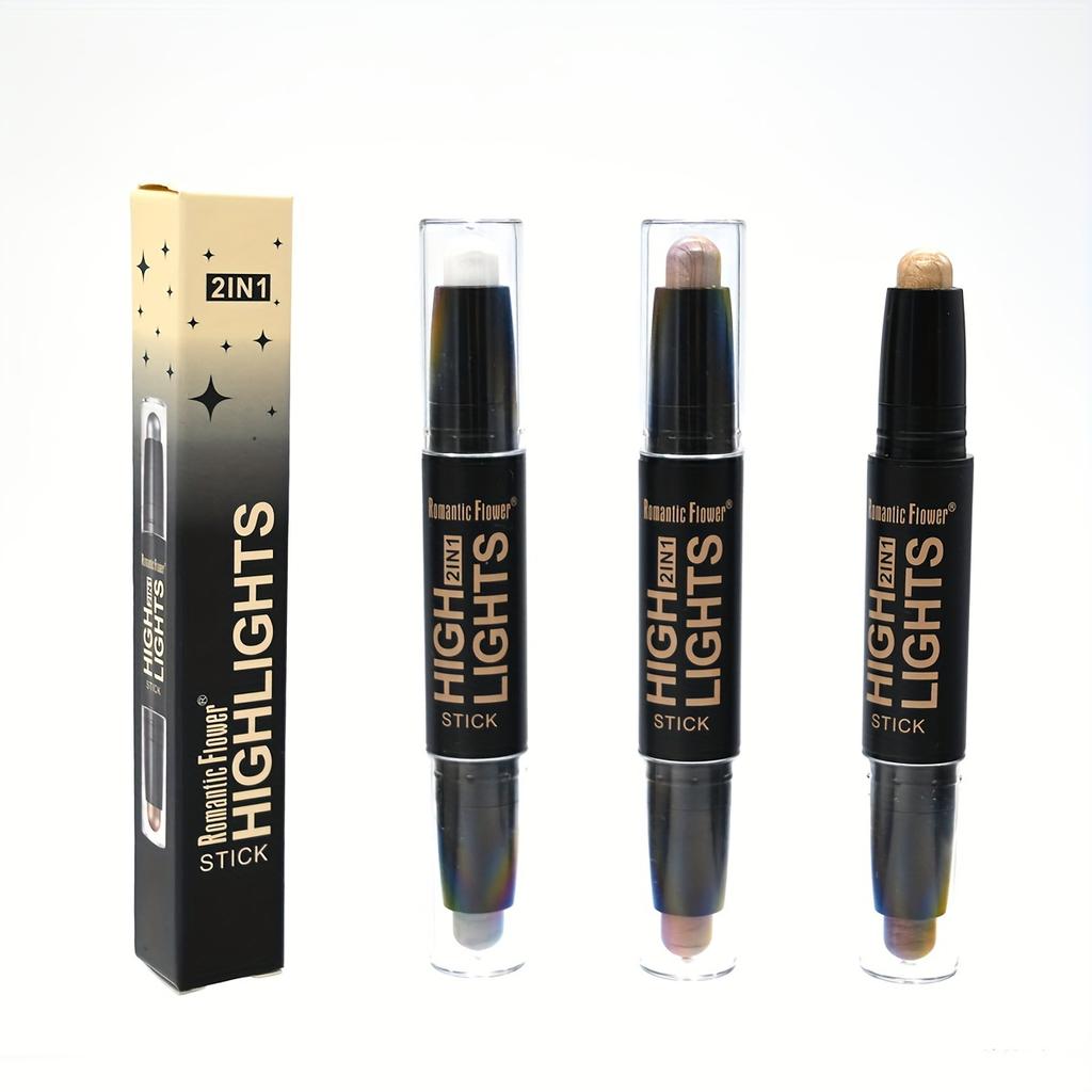 Double Head Highlighter Stick Contouring Stick Eyeshadow Contour 3 In 1 Makeup Waterproof Makeup