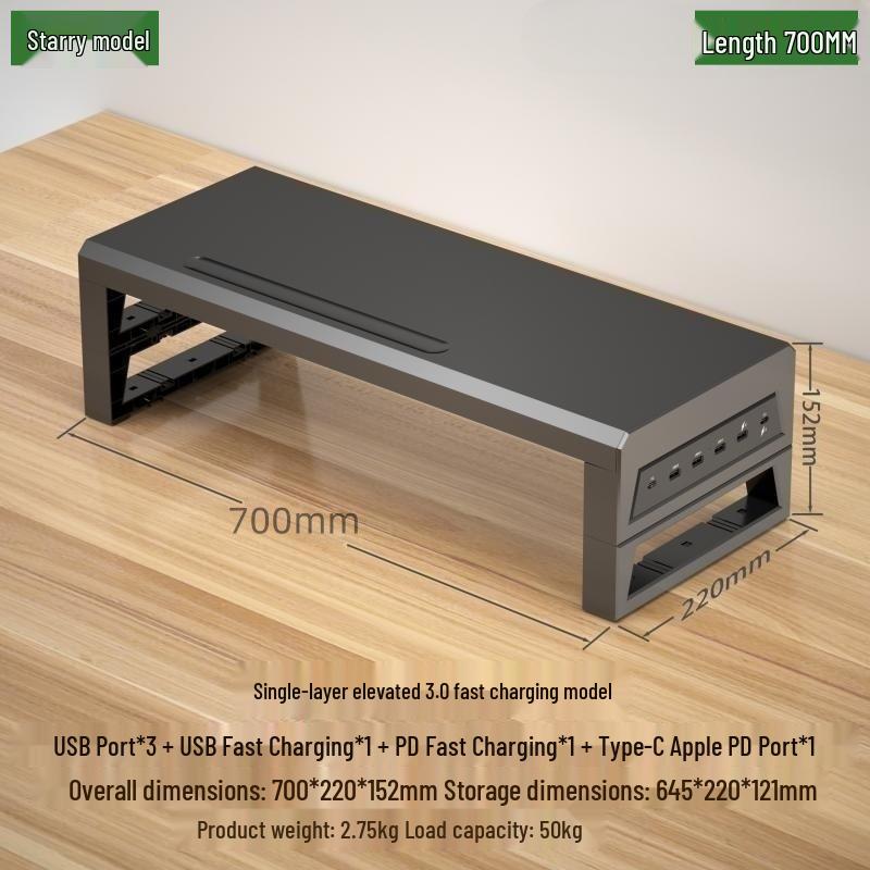 Gecko Double-Layer USB-C Monitor Riser with Expansion & Charging