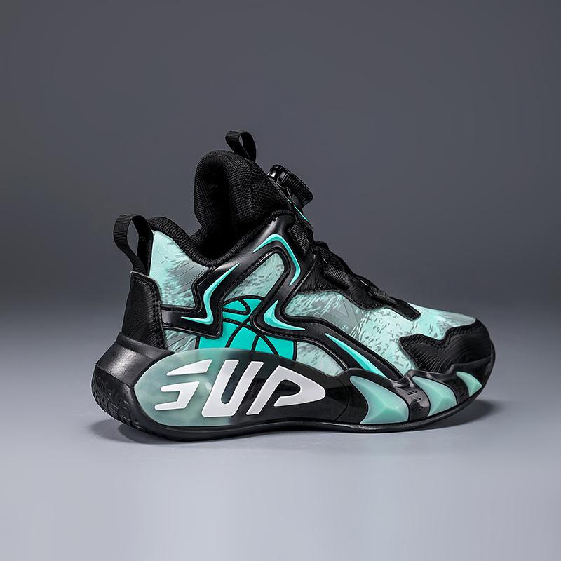Водонепроницаемые кожаные баскетбольные кроссовки для мальчиков с нескользящей подошвой и вращающейся кнопкой для осени и зимы