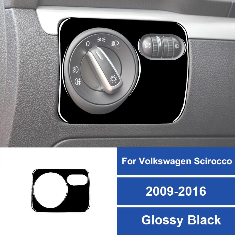 1PC Real Carbon Fiber Car Headlight Switch Panel Frame Decorative Sticker For Volkswagen Scirocco 2009-2016 Interior Accessories