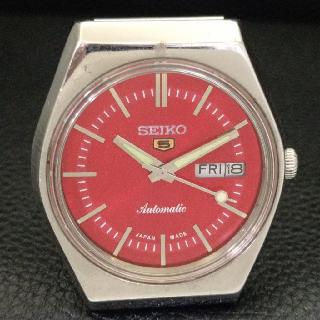 ВИНТАЖНЫЕ ЯПОНСКИЕ МУЖСКИЕ АВТОМАТИЧЕСКИЕ ЧАСЫ SEIKO 5 6309A С КРАСНЫМ ЦИФЕРБЛАТОМ a500842-5