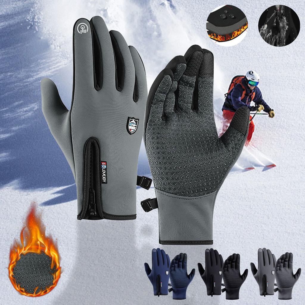 Touchscreen Fleece Insulated Gloves, Thermal Windproof Snow-Proof Warm Gloves Winter Sports Ski Riding Bike Mittens