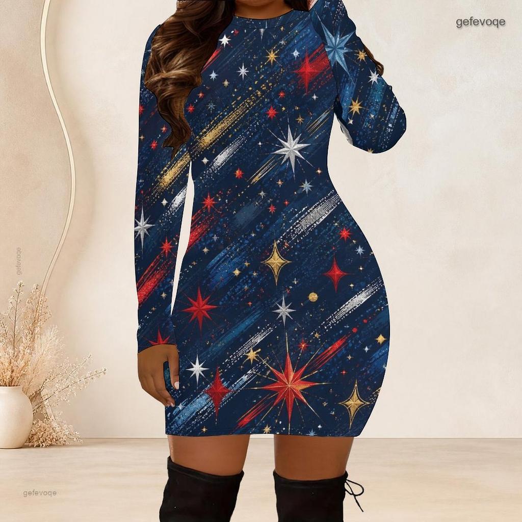 Womens Plus Size Long Sleeve Slim Bodycon Midi Dress Comfortable Chic Casual Party Wear