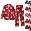Women's 2 Piece Printed Suit Long Sleeve Button Up Top Wide Leg Pants Suit Set Pajamas Home Casual Suit