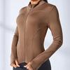 Women Sports Jacket Full Zip High Elasticity Yoga Jacket Stand Collar Slimming Fitness Top for Running Yoga Workout