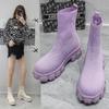 Women's 2024 Autumn/Winter Cross-Border Knit Sports Short Boots - Large Size, Slip-On Sock Design