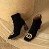 Fashion Women's Comfortable Slip-on Ankle Boots High Heel Boots Fashionable Shoes Black Sexy New Style