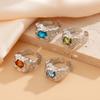 4Pcs Gold Silver Colored Gemstone Rings Irregular Exaggerate Rings Cool Rhinestone Open Ring Men