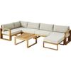 Modular Corner Garden Set LEVATA XL - FSC Acacia Wood - 8 People - Linen Grey + Cover Included