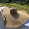 HT3183 Extra Big Large Wide Brim Hat Women Summer Sun Hat Dome Packable Solid Straw Beach Hat Female Sun Shade Women Floppy Hat