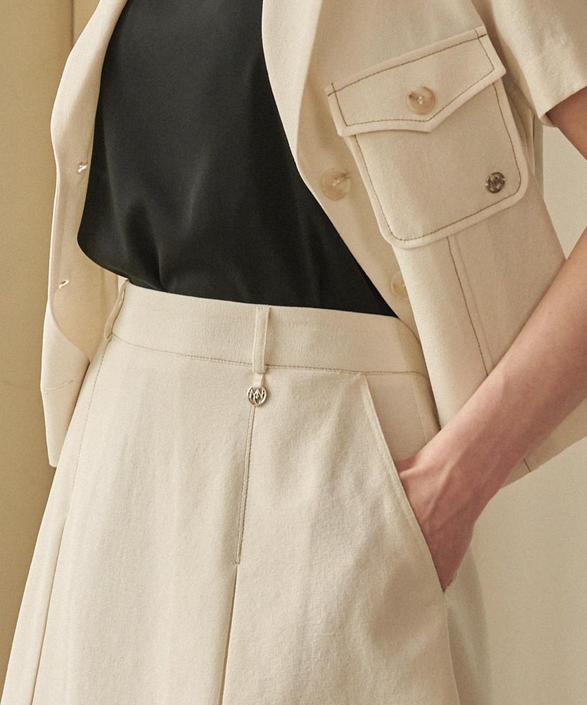 Micene Hygge Stitch Pleated Midi Skirt