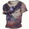 Eagle Pattern Summer Short Sleeve 3D Animal Print Street Tie-dye Loose Casual Men's T-Shirts