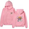 Anime One Piece Straw Hat Pirates Cherry Blossom Hoodie, Front Back Double Sided Print Pullover Sweatshirt for Men Women