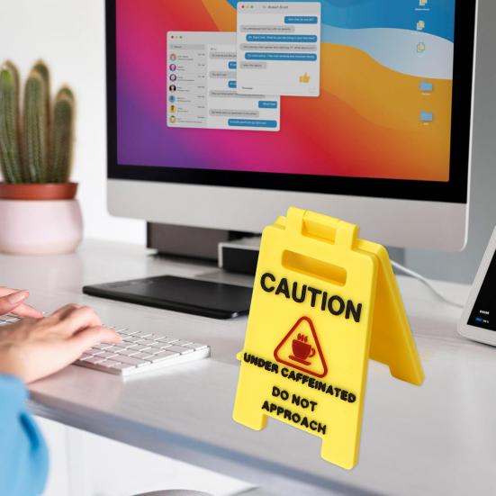 Caution Overstimulated Desk Sign Do Not Approach Office Desk Sign Workspace Cubicle