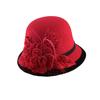Hat women's autumn and winter fashion warm woolen woolen pot hat elegant mesh bead shaped felt top hat
