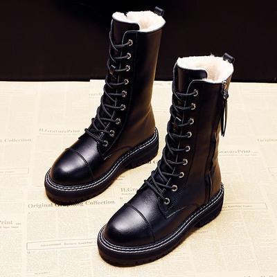 Женские ботинки Новые модные водонепроницаемые и противоскользящие ботинки на средней подошве, хлопковая обувь с зимним плюшем и толстые зимние ботинки