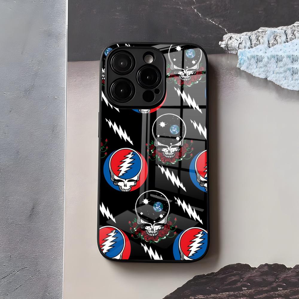 Hot Rock Band G-Grateful D-Dead Phone Case For IPhone 17 Air 16 E Pro Max 15 14 13 Mini 12 Pro 11 Max Plus Black Glass Cover