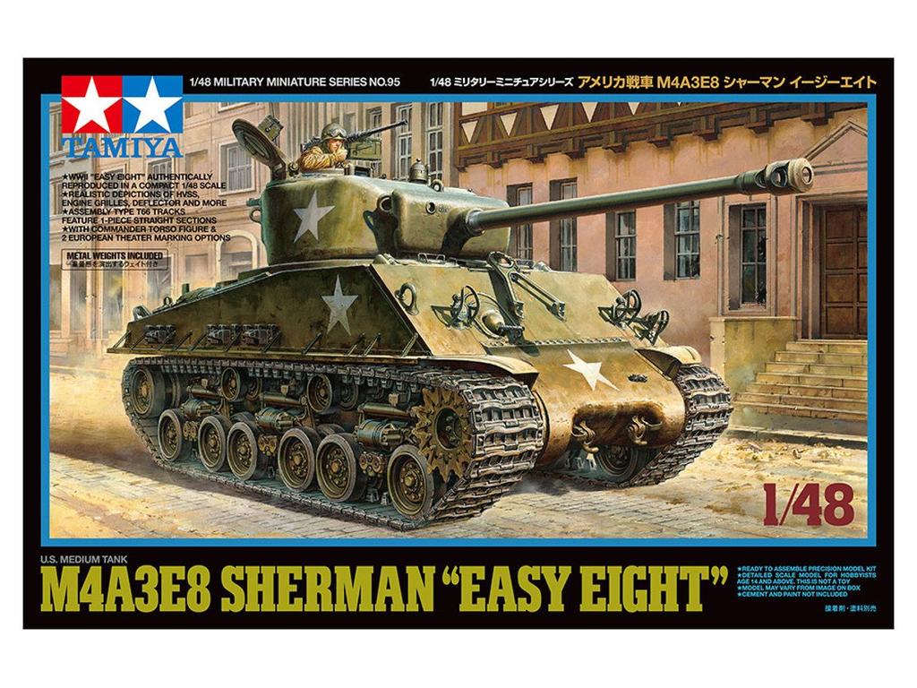 TAMIYA Military Miniature Series American Tank M4A3E Sherman Easy Eight Plastic Model 32595 1/48 No.95