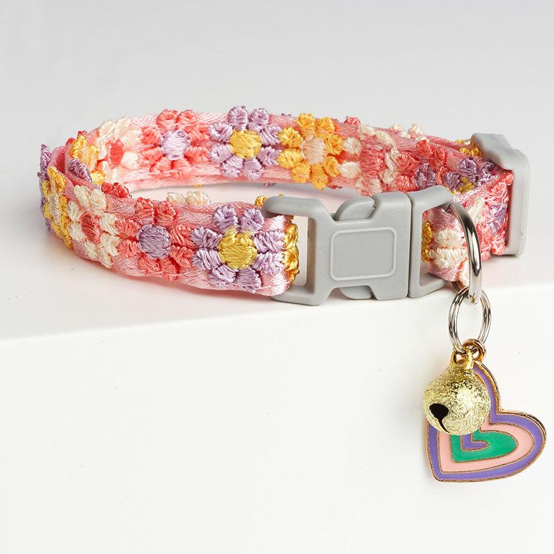 Hot Sale Pet Collar Cat Collar Lace Embroidered Dog Accessories with Bells Pet Accessories Neck Collar