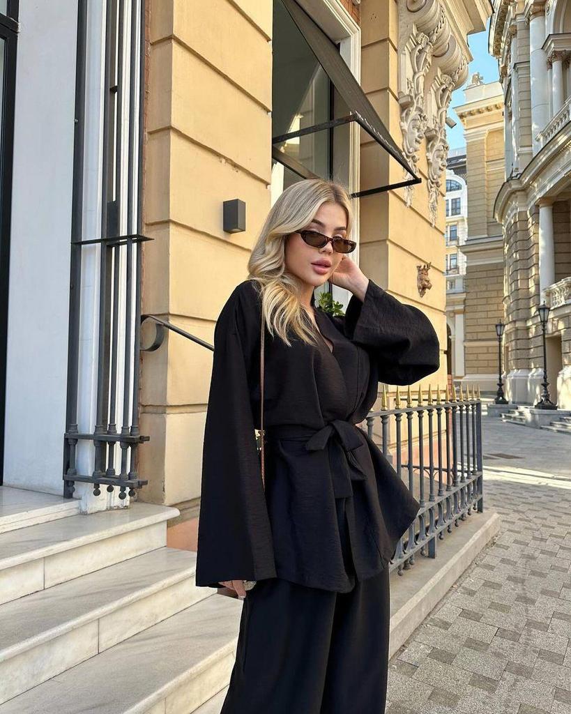 2024 Euro-American Style Autumn/Winter Long Sleeve Stripe Pajama Set - Casual Women's Comfy Pants & Shirt