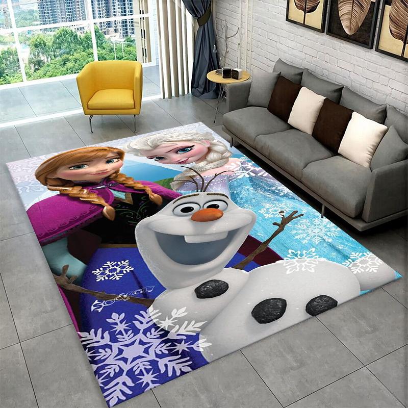 Cartoon Frozen Elsa Princess Girl Carpet Rug for Playroom Bedroom Living Room Sofa Home Decor,kid Area Rug Non-slip Floor Mat