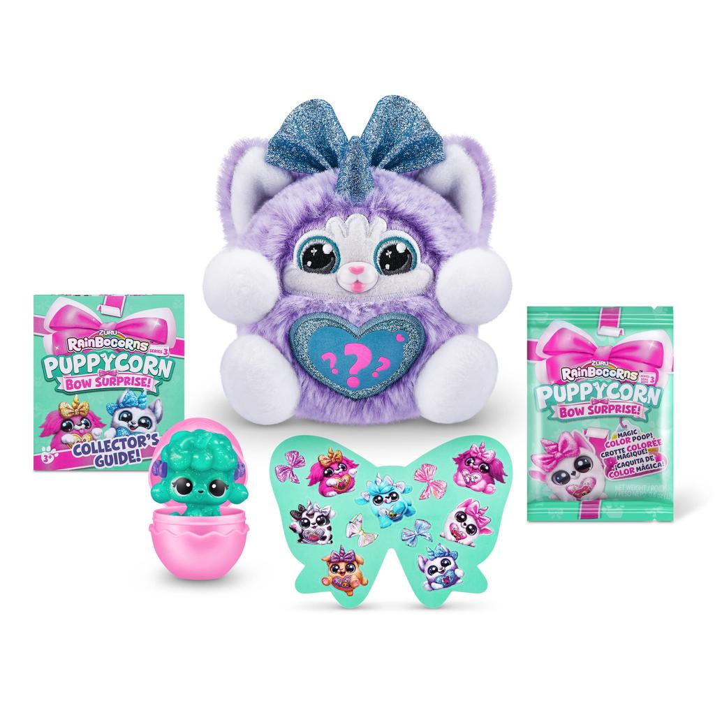 ZURU Rainbocorns Puppycorn Surprise Series 3 Collectible Plush Toy with Surprise Sticker and Stuffed Dog for Girls and Kids Ages (Husky) Egg, Pack,