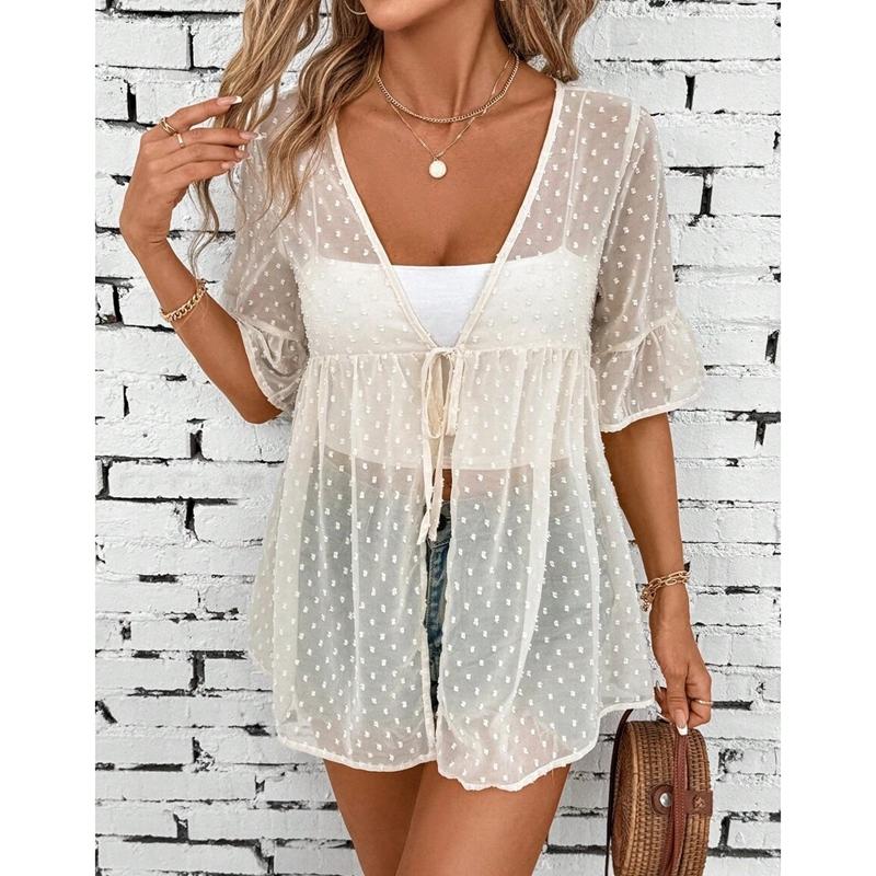 Women Summer Chiffon Boho Beach Bikini Cover Cardigan Top Sunscreen Shirt Blouse