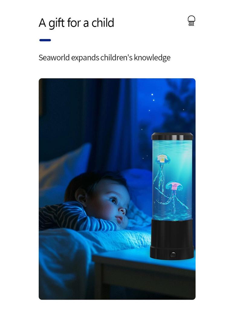 Creative 10" LED Jellyfish Lamp, USB-Powered, Color-Changing Cylindrical Night Light