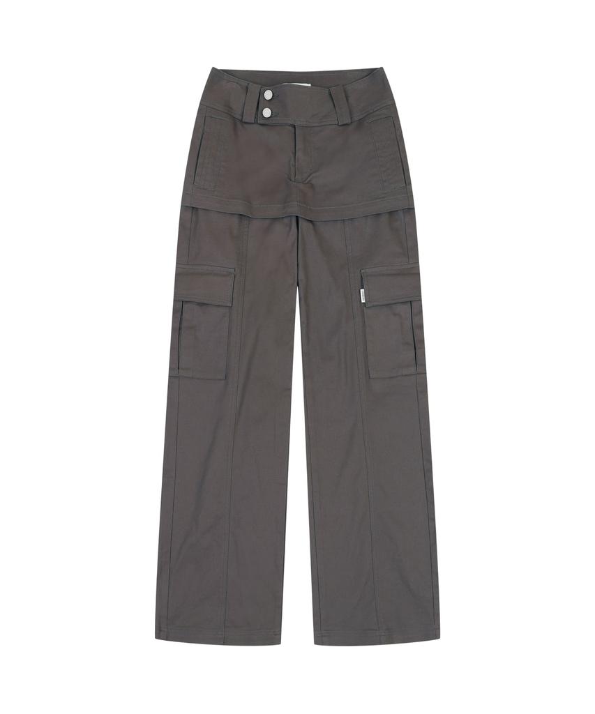 ORDINARY HOLIDAY Skirt Layered Pants [Charcoal]