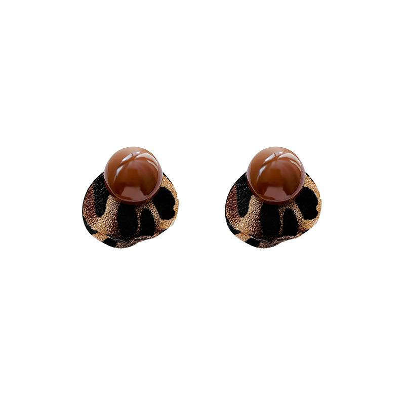 Осенние и зимние ретро серьги-гвоздики с контрастным цветом и леопардовым принтом с жемчугом, женские серьги с уникальным дизайном