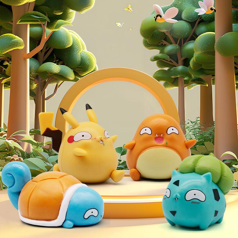 6 см  Разыгрывающая фигурка Глупый Пикачу Сквиртл Бульбазавр Милая фигурка Украшение для автомобиля Коллекционная модель Детские игрушки
