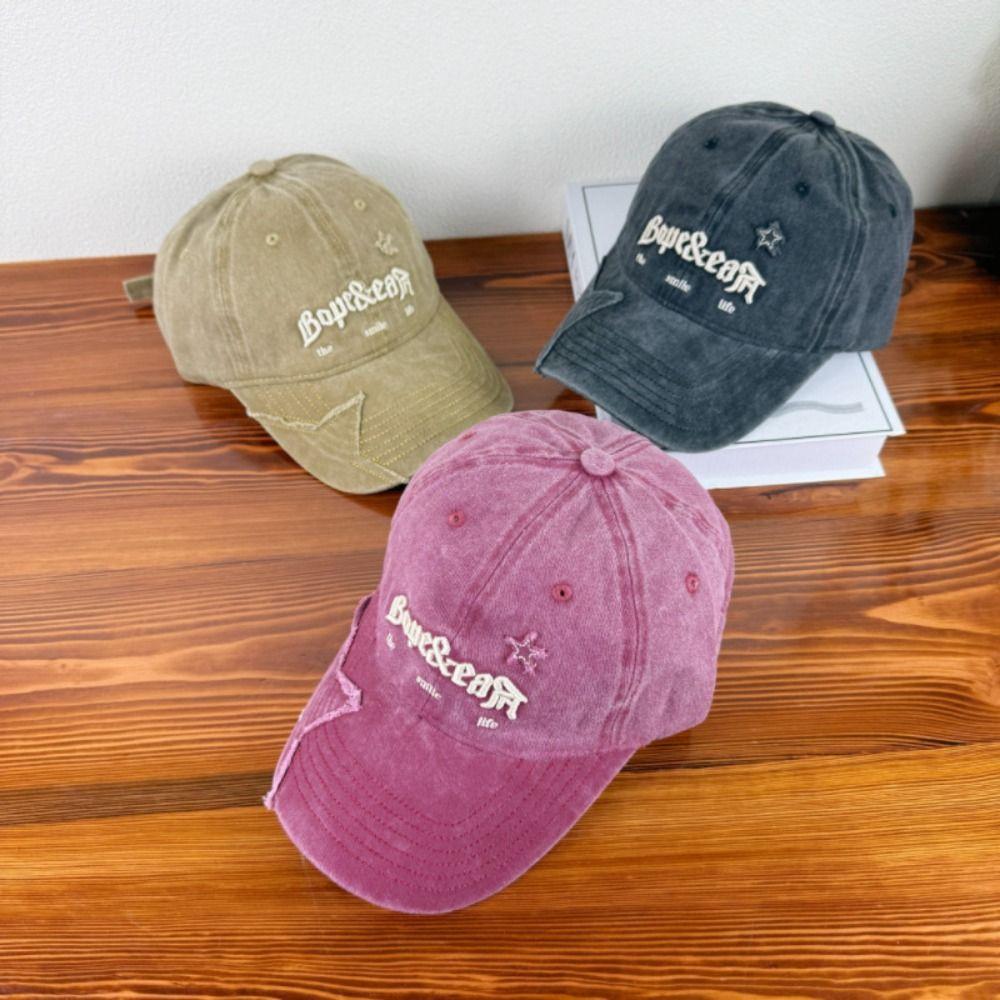 Бейсболка с вышитыми буквами, регулируемая кепка со звездой, бейсболка из выстиранного денима для подростков