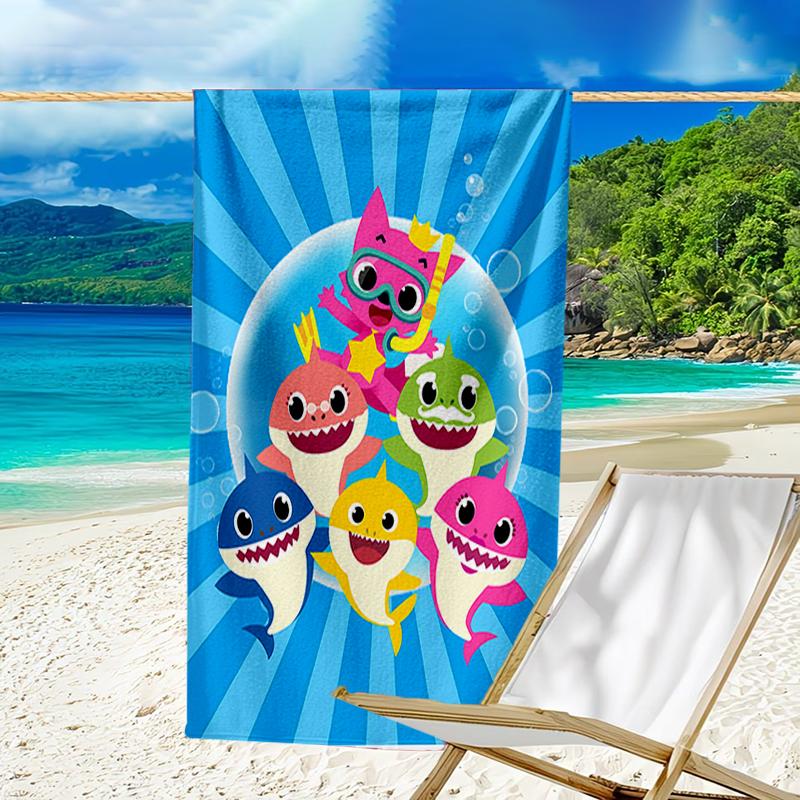proof beach towel with a Baby Shark pattern - soft,absorbent,quick-drying,machine washable - perfect for swimming,camping,bathing