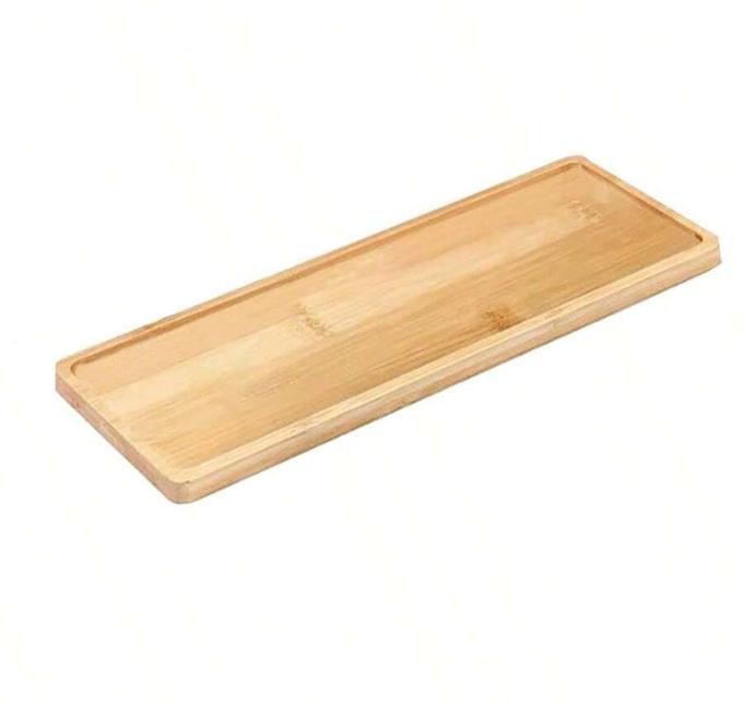 Bamboo Tray Decorative Bathroom Counter Tray Rounded Edges Bamboo Candle Holder Home Decor Countertop Organizer Holder for Soap