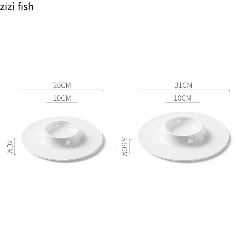 Керамическая обеденная тарелка для ресторана, чисто белая десертная тарелка, толстая суповая тарелка, тарелки для пасты, тарелки для закусок, бытовая круглая посуда
