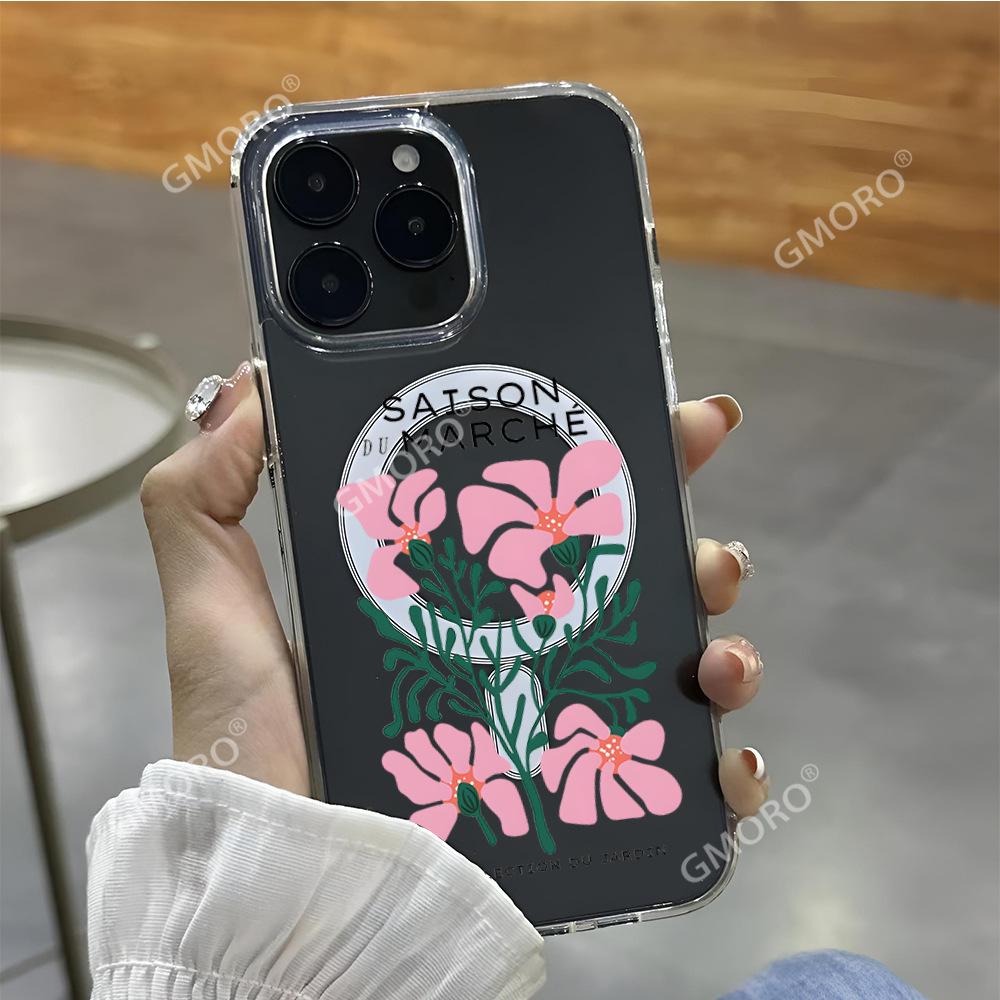 Хит продаж полноэкранный розовый чехол с цветами для мобильного телефона Apple 17, женский, высококачественный, для iPhone 16, магнитный защитный чехол