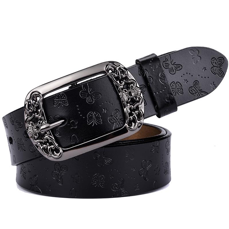 Ремень Новый Ретро Коровьей Кожаный Ремень Женский Модный Тисненый Пряжка Повседневные Джинсы Широкие