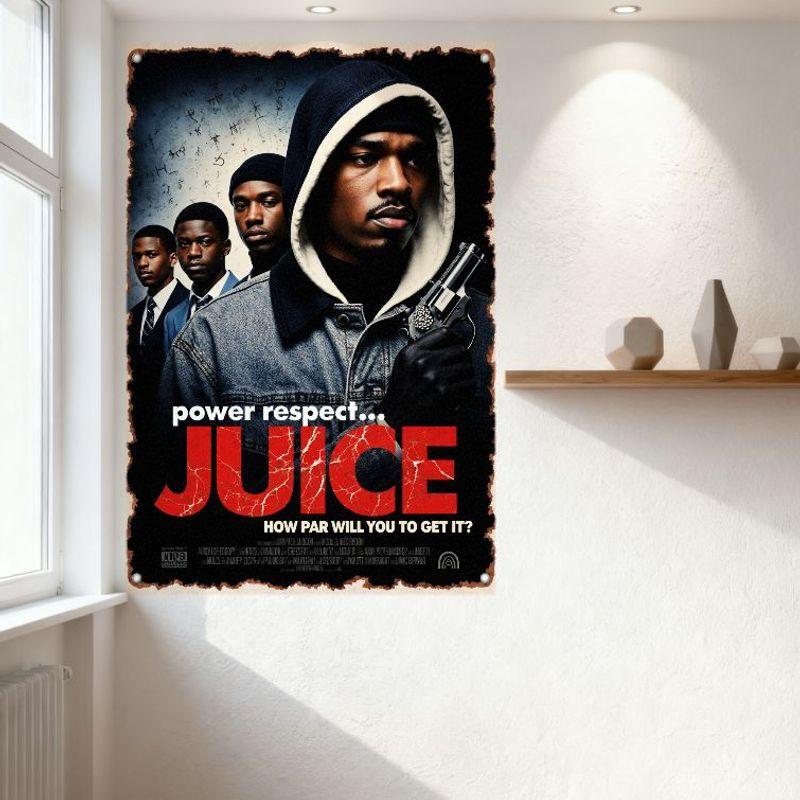 Juice 1992 Movie Poster Metal Tin Sign Vintage Gritty Urban Crime Drama Wall Decor for Home Bar Man Cave Club Cafe