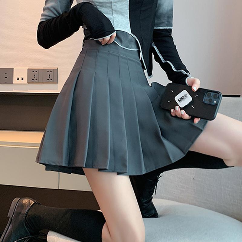 Summer Spring Fashion Femlae Girl's Skirts Zipper Solid A-line Mini Skirts Casual Pleated Skirt Women Skirts