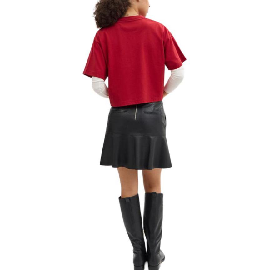 Coach Однотонная футболка с коротким рукавом и круглым вырезом для женщин, топ, красный CX311-RED